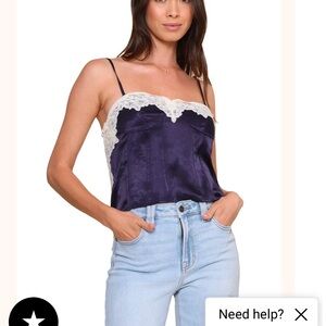 Women's Navy Lace Trim Camisole